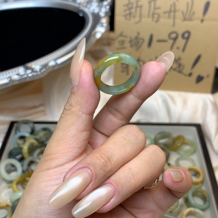 灯***合金蛇纹石玉戒指