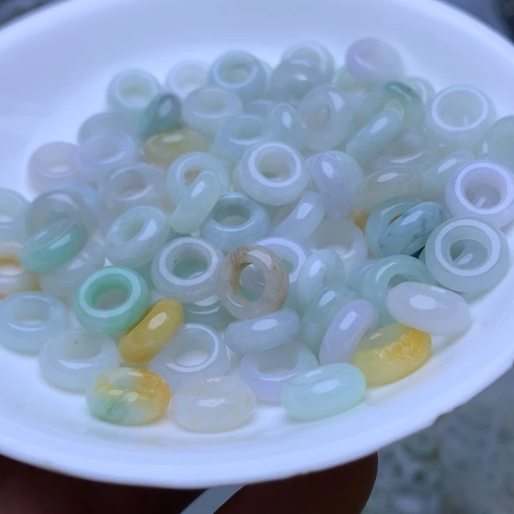 散珠翡翠卡10冰绿白圆环20个