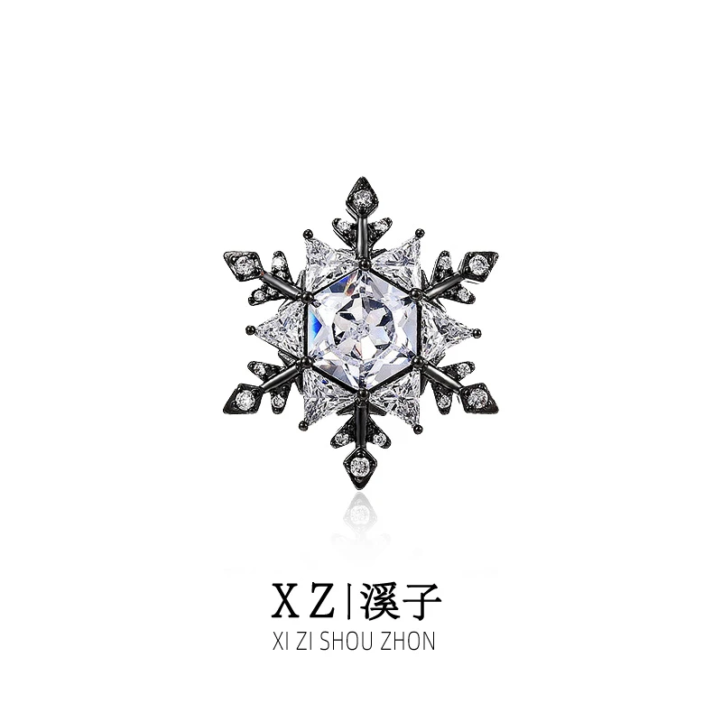 磁铁锆石胸针 奢华小雪花磁吸扣时尚高档女防走光扣衣服胸花配饰