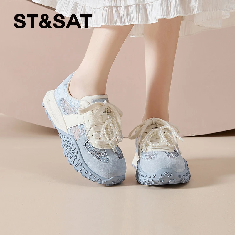 星期六薄款德训鞋女2025新款网面休闲阿甘鞋夏天穿裙子专用鞋子女