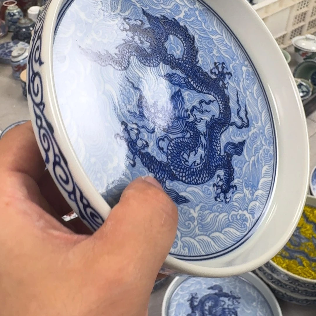 杯青花海水龙大壶承