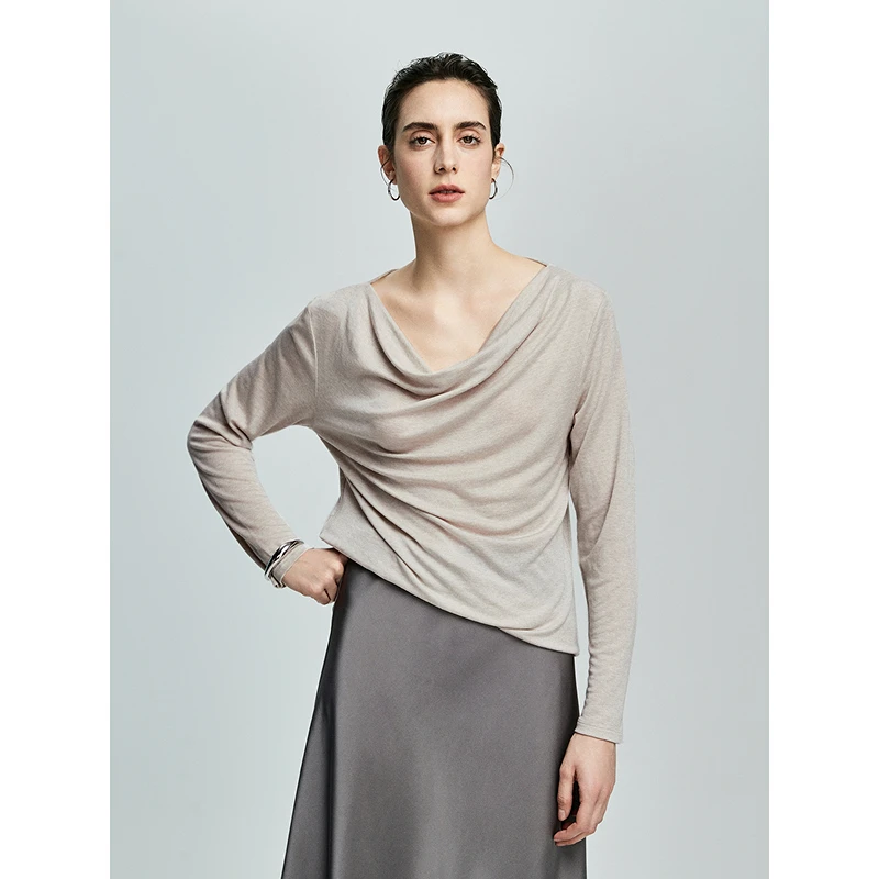 棉仓【初棉】-天丝羊毛荡领正反可穿奢感舒适软糯打底衫362601007