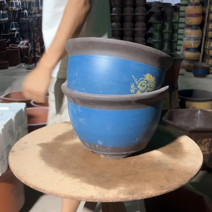 25-25蓝色山水花盆花盆