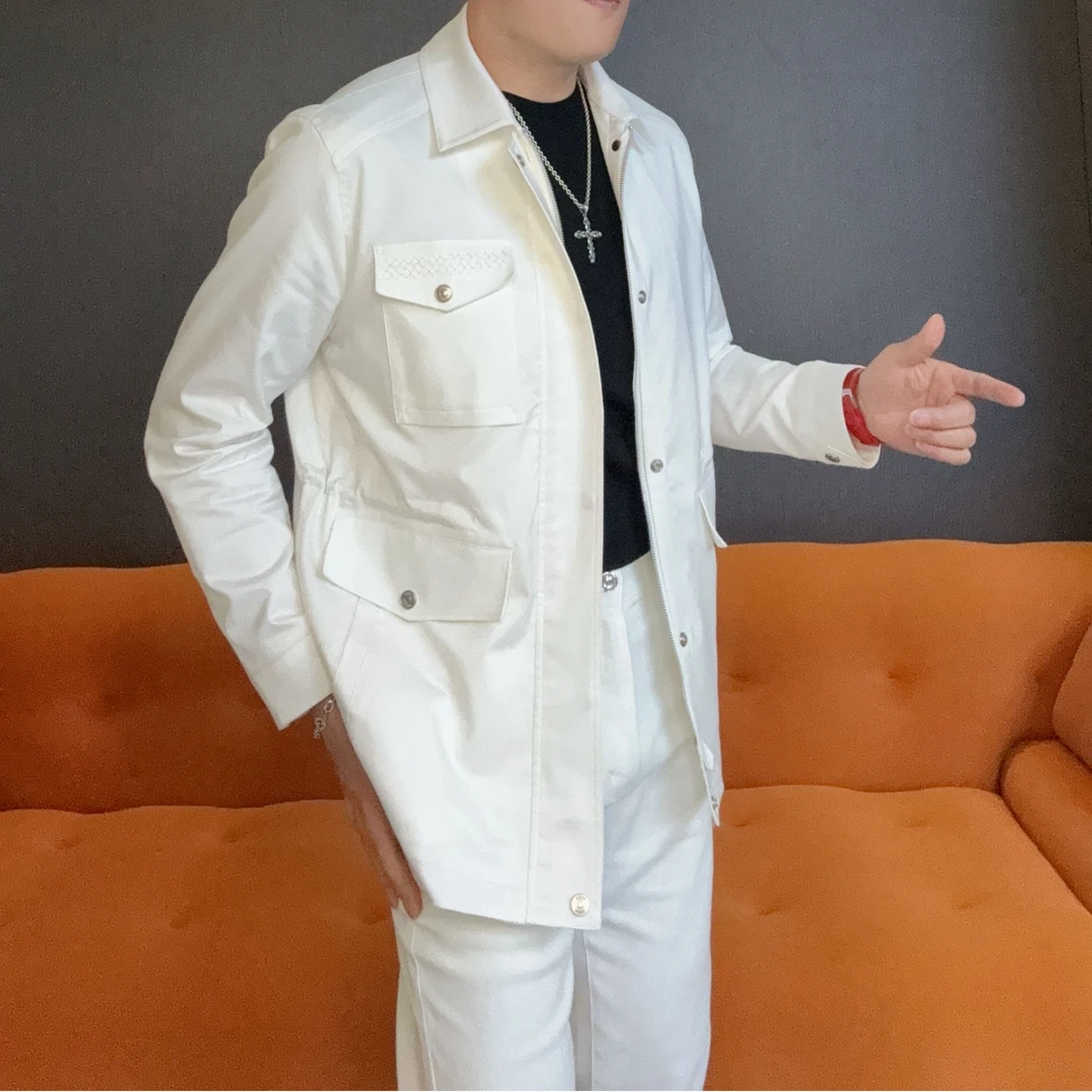 K春季男士潮流轻奢猎装夹克外套翻领设计休闲舒适百搭上衣6651