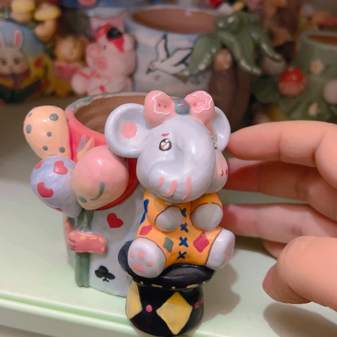 元旦福福微瑕手工多肉花盆