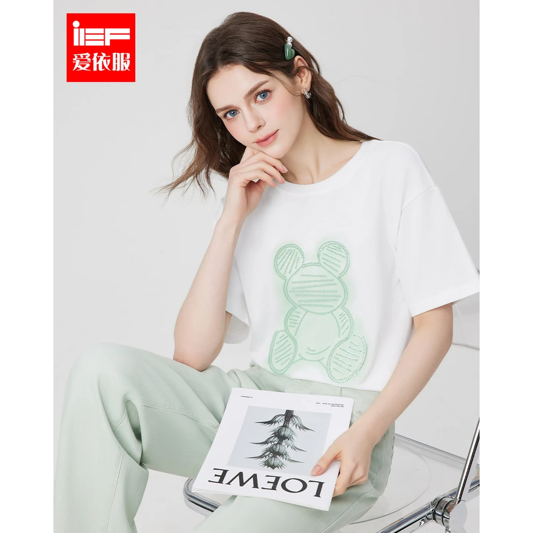 IEF/爱依服2025春季新款时尚小众简约设计卡通T恤欧若风