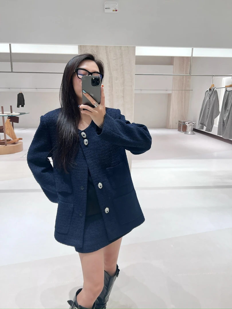 ICE DUST 设计师品牌 小众新款 小香风经典四口袋小香风外套