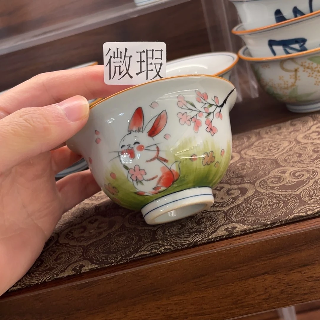 釉下手绘茶具微瑕