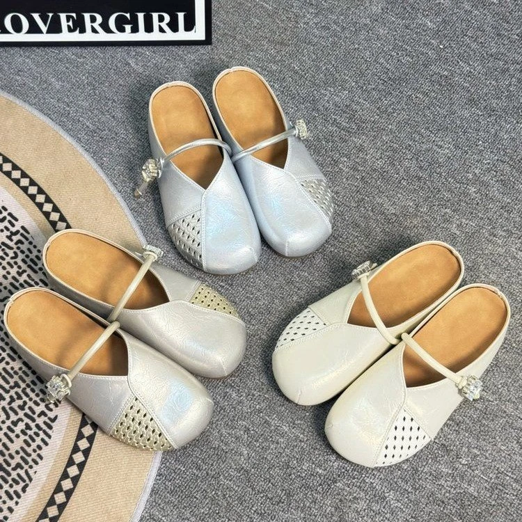 2025夏季新款凉拖鞋穆勒鞋舒适百搭透气洞洞鞋镂空软底外穿拖鞋