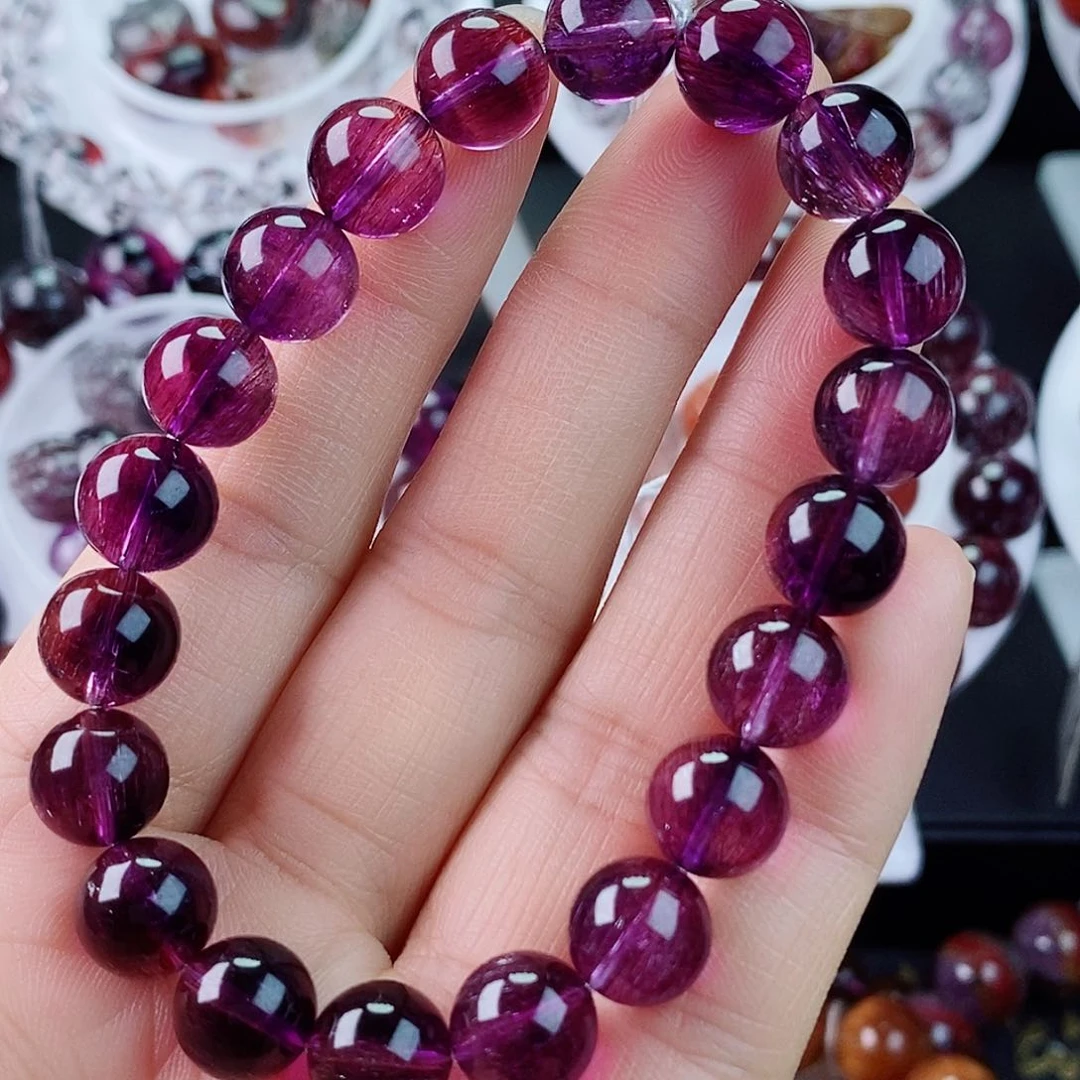 水晶手链未镶嵌紫红超七