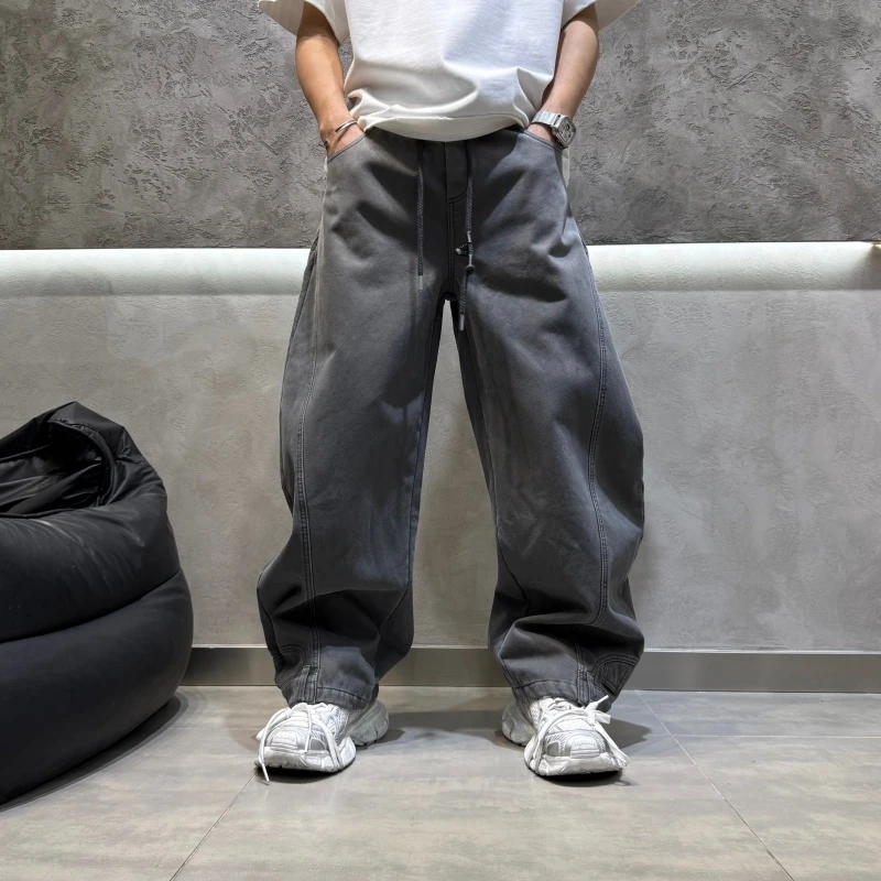 2025sss冬季男无弹直筒日系复古宽松大码直筒裤休闲裤长裤加绒