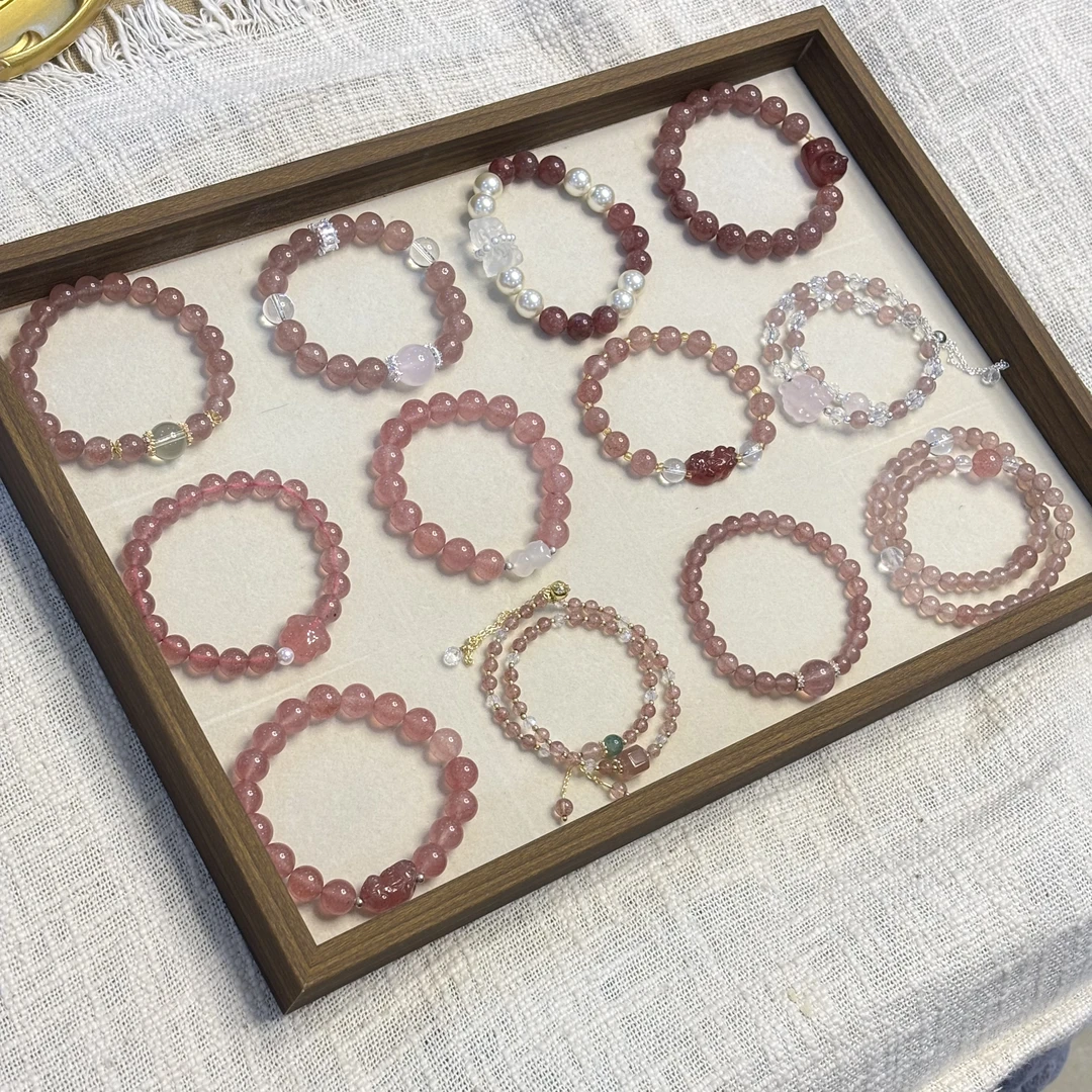 天然草莓晶柚子原创设计款小手串气质手工百搭小众简约设计感01