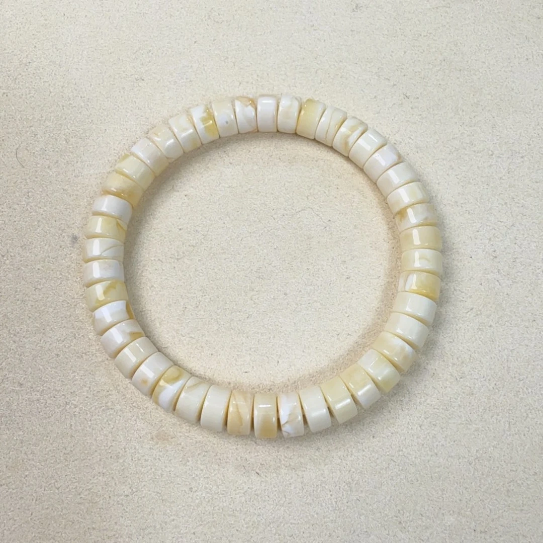 未镶嵌蜜蜡手链坑7+俄料瓷白浓蜡精工隔片手串