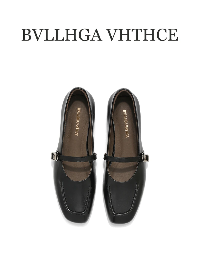 BVLLHGA VHTHCE  新款设计师小方头百搭方跟胎牛皮单鞋女 618