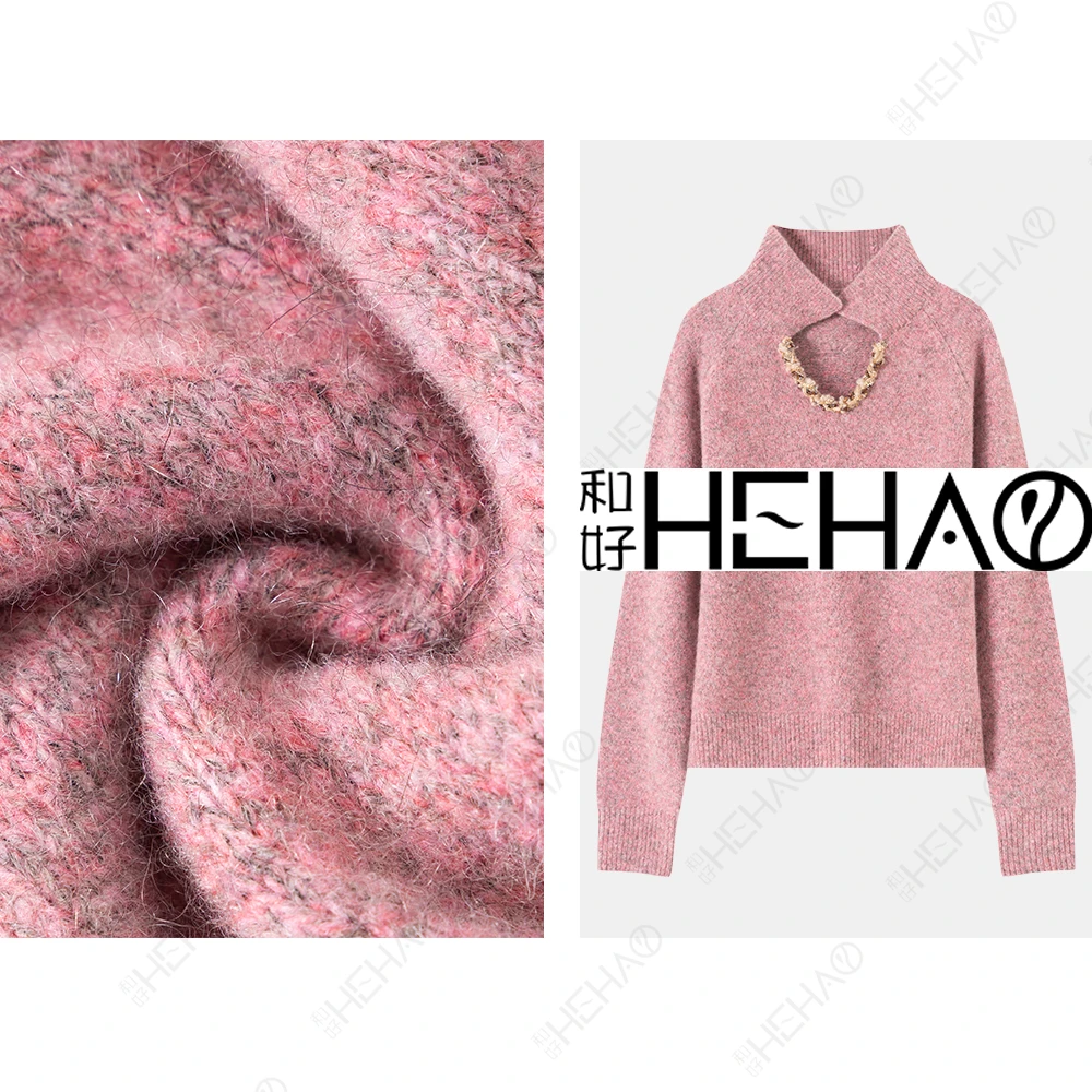 【新款】秋冬网红时尚宽松马海毛羊毛V领毛衣57221