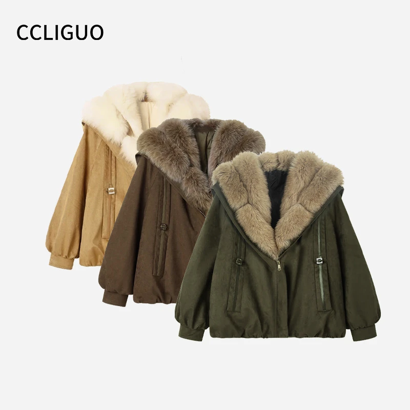 加大加宽半背狐狸毛长袖羽绒服女冬季新款高货外套
