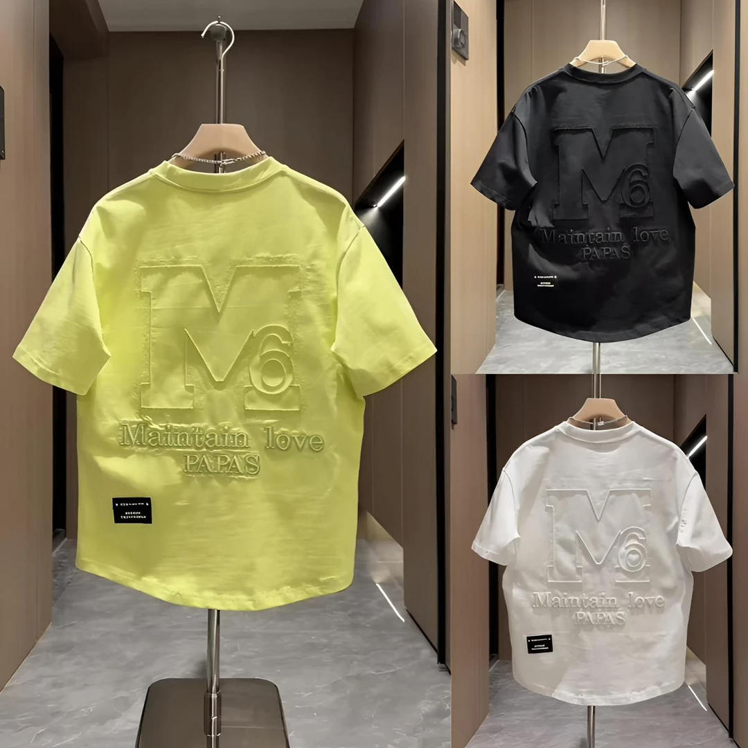 春季新款男士重磅潮牌刺绣短袖T恤时尚潮流百搭宽松休闲圆领半袖