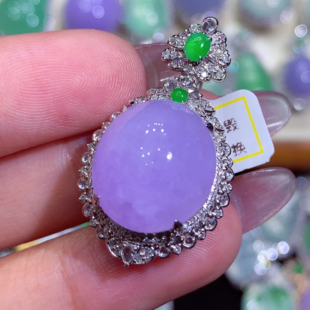 翡翠18K金镶嵌吊坠(不含链)