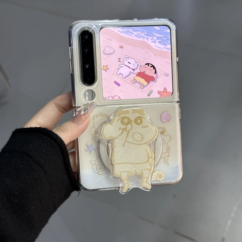 可爱蜡笔小新磁吸支架华为puraX折叠P50pocket2手机壳小米mixflip