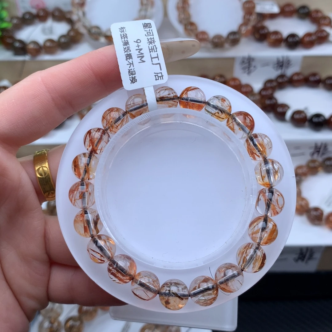 水晶未镶嵌手串黑金超七多样性发其一