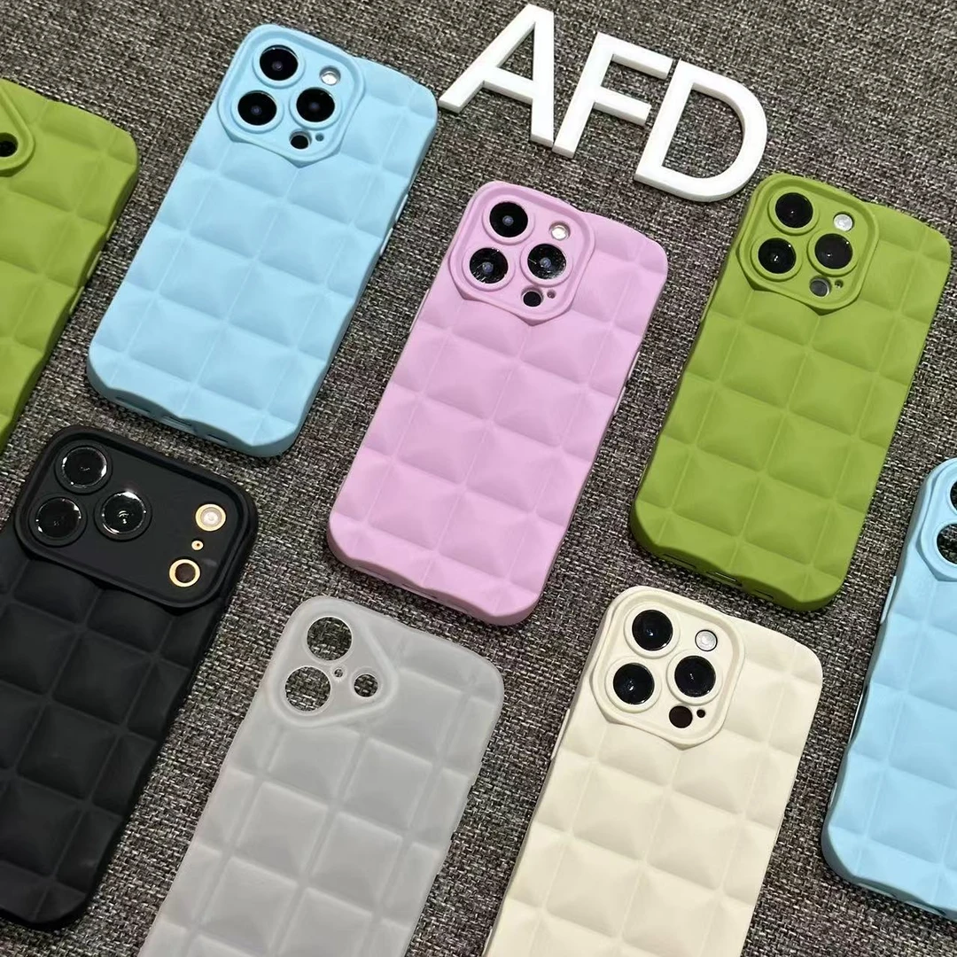 奥菲顿莫兰迪立体格子适用iPhone17/16promax手机壳14潮苹果15/13