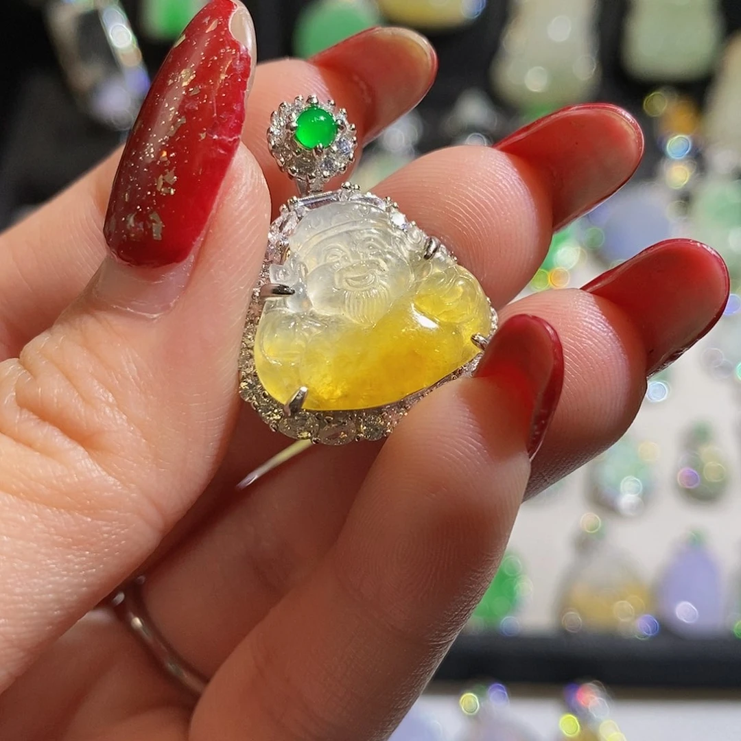 翡翠颈饰银S925镶嵌天然翡翠