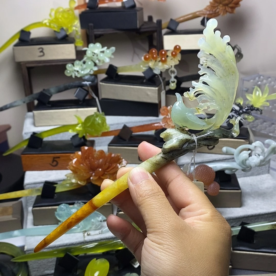 岫玉未镶嵌岫玉发簪