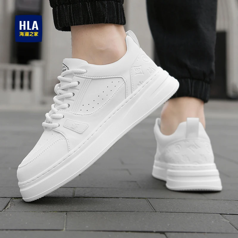 HLA/海澜之家时尚休闲增高板鞋小白鞋男士低帮防滑休闲运动潮鞋