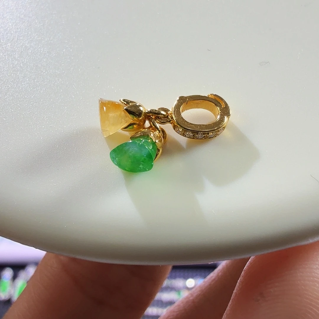 翡翠18K金镶嵌颈饰镶嵌费 一生被爱好运相伴