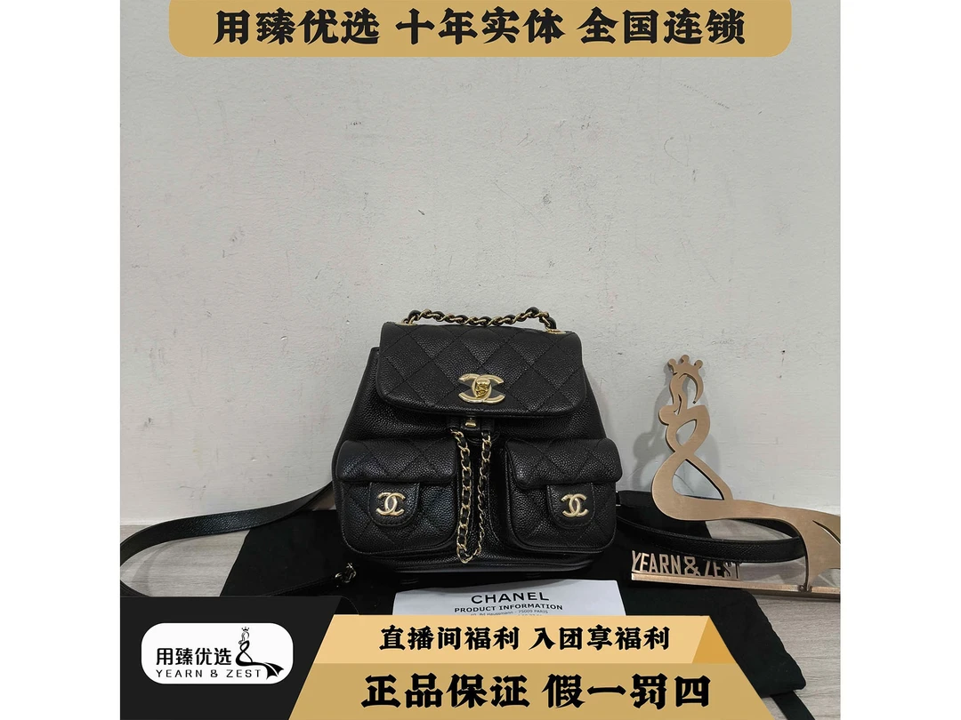 99新 Chanel/香奈儿 CHANEL香奈儿 23p双口袋Duma小青蛙双肩包