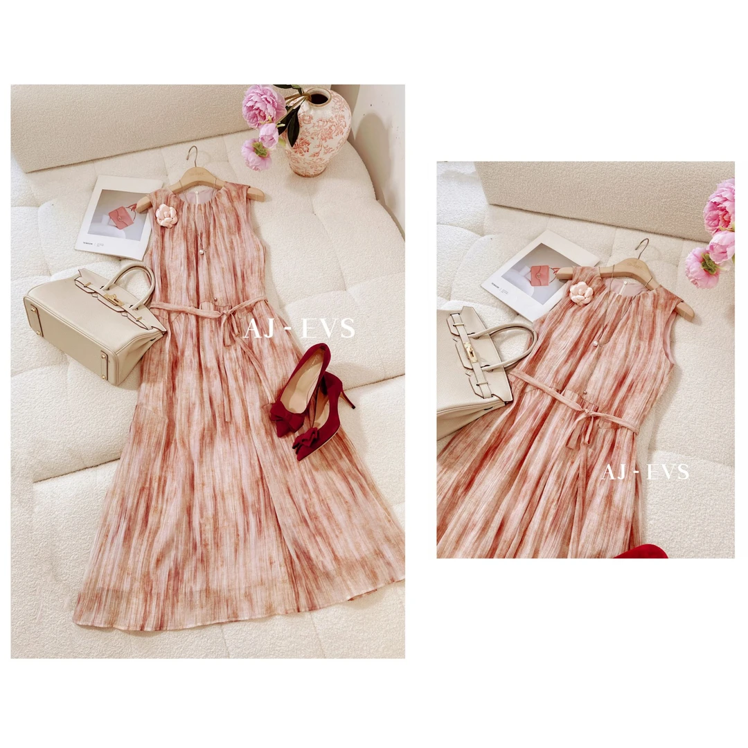 AJ-EVS【仙女气质·高雅减龄印花A字中长款连衣裙】