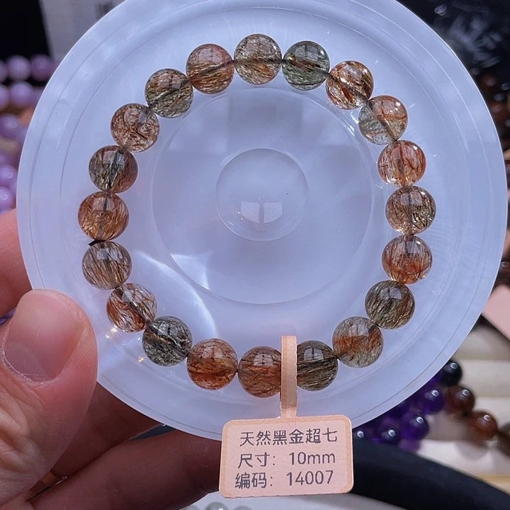 发晶手串未镶嵌F1/毕业级“黑金超七”10mm+