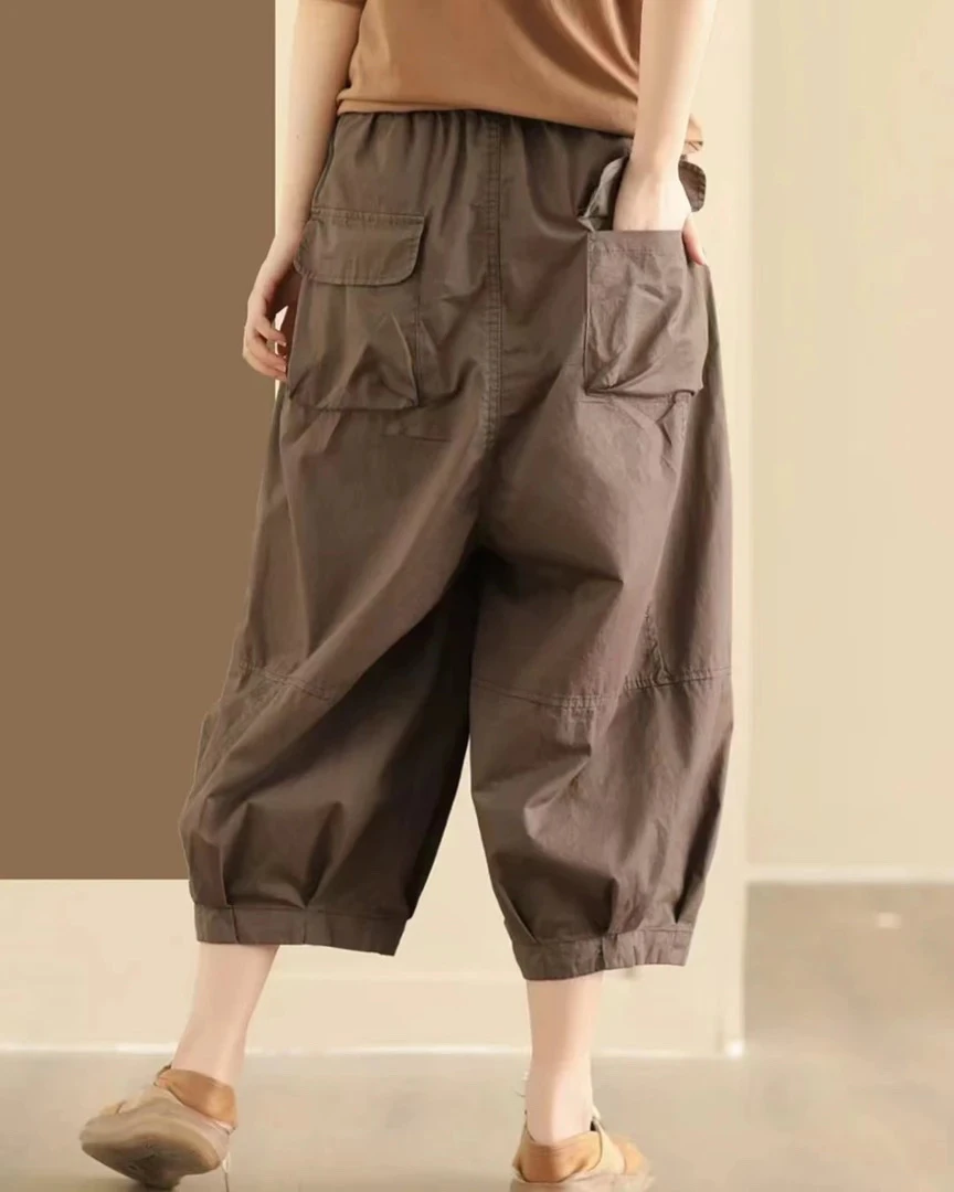 夏季简约薄款百搭宽松减龄收口阔腿休闲裤女