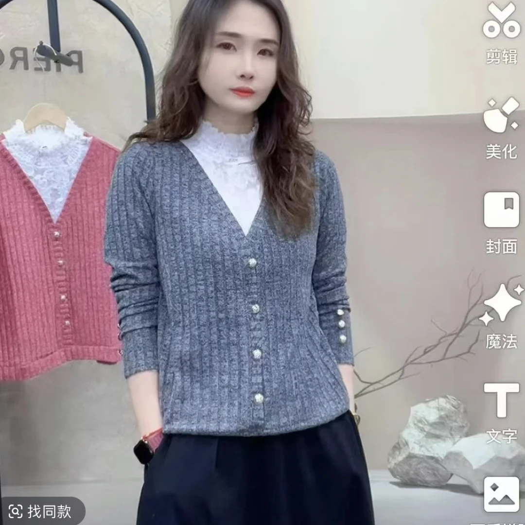 2025百搭气质拼接蕾丝显瘦打底衫