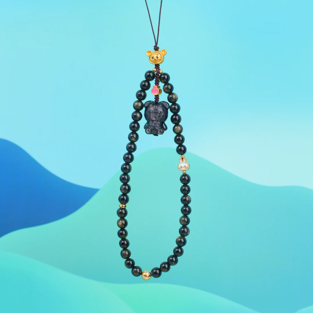 【琪琪珠宝】轻奢款黑曜石卡通手机挂件2