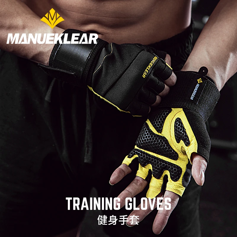 健身手套男半指运动器械训练撸铁单杠引体防起茧护手掌护腕助力带