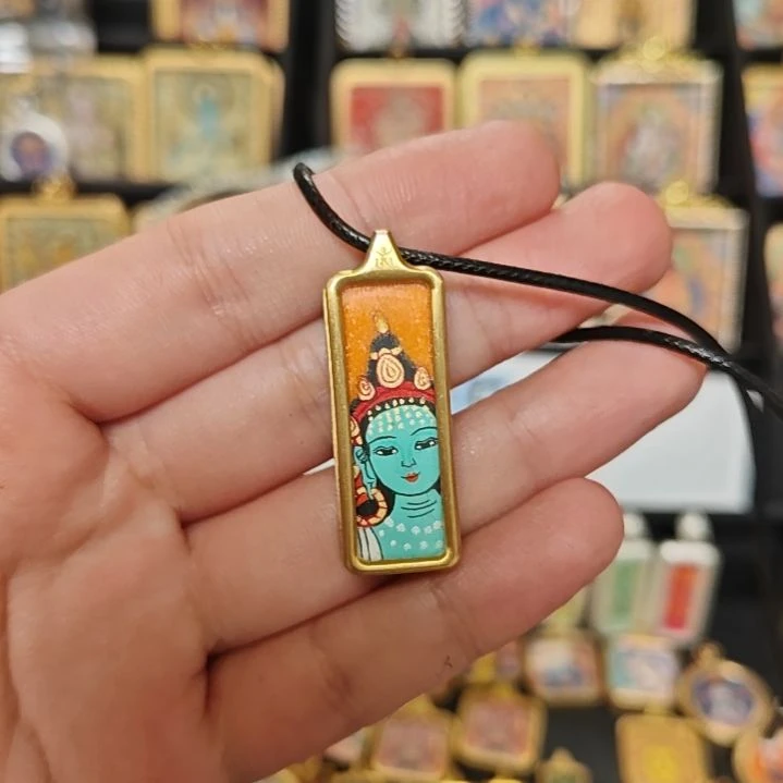 吊坠观*纯手绘绿妈妈唐卡