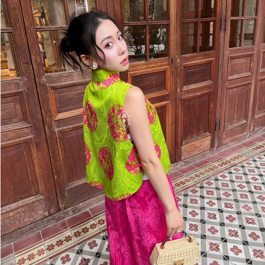 【囍番山·2025·夏季】团花龙纹马甲•多巴胺辣妹配色