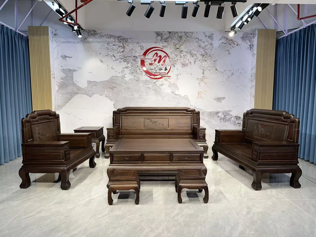 （经典沙发）明清古典款家用客厅实用沙发七件套别墅非洲小黑檀