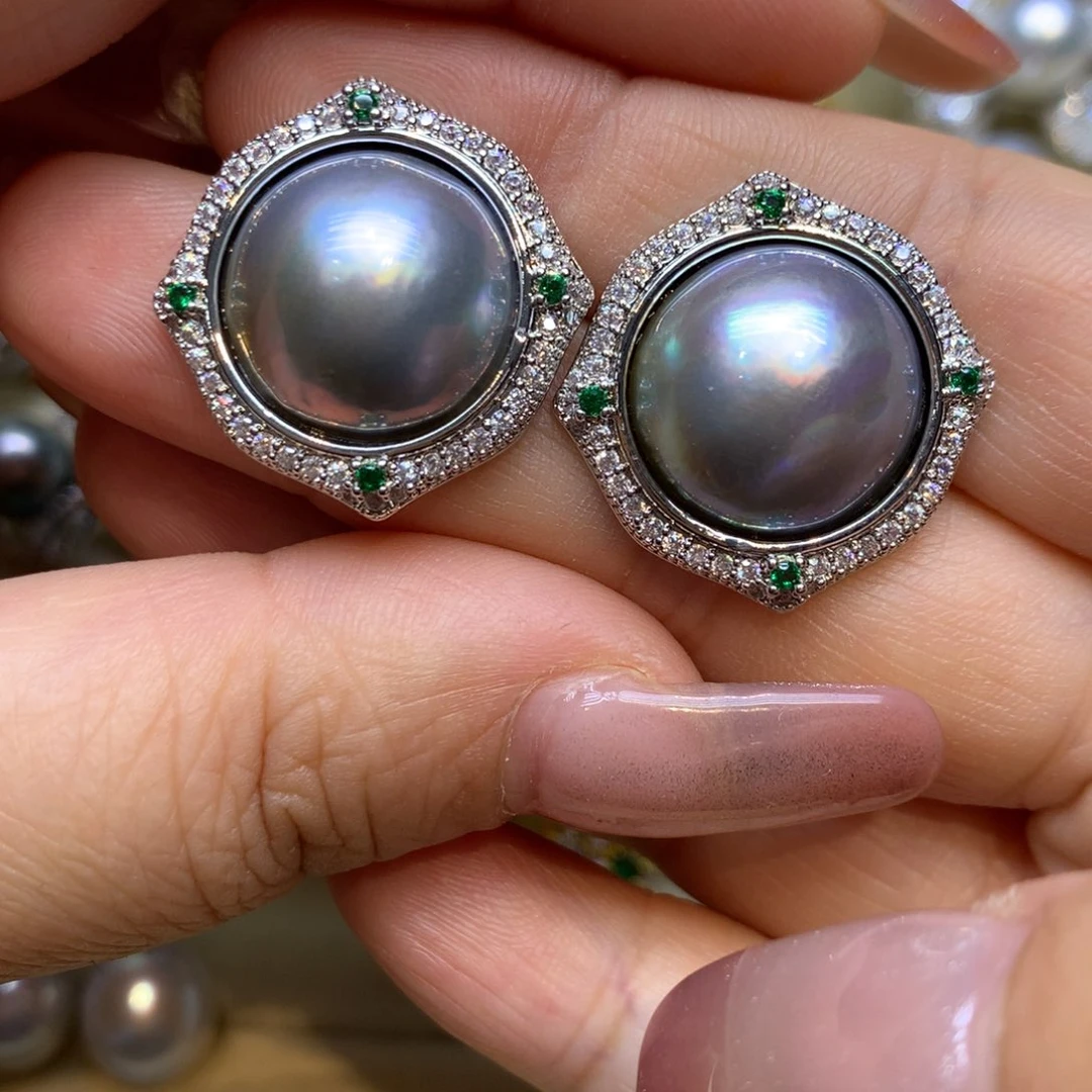 耳饰拼合珍珠（马贝珠）未镶嵌