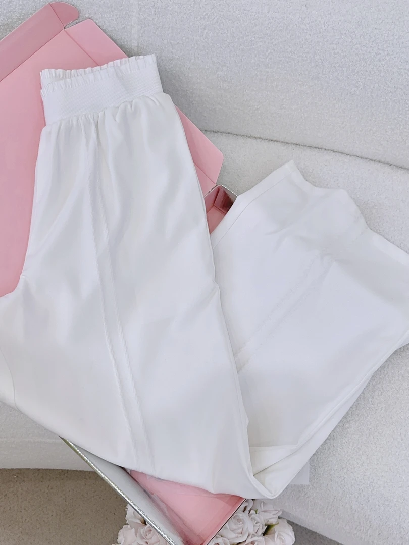 琳心丨夏季新款休闲白色运动高腰宽松直筒裤 WHL6308