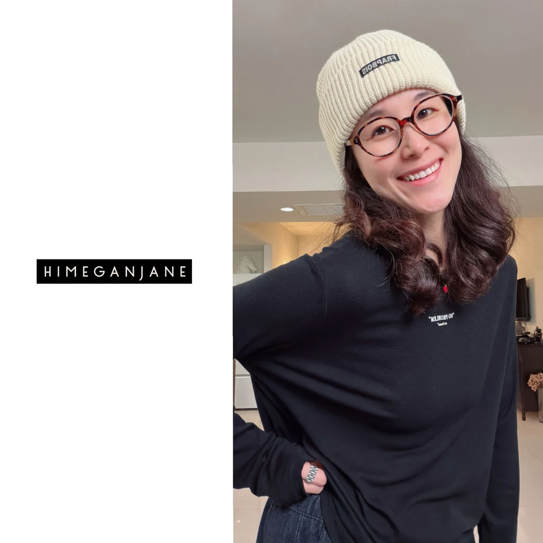 HIMEGANJANE 兰精美丽奴慵懒风宽松印花长袖女t恤 623501