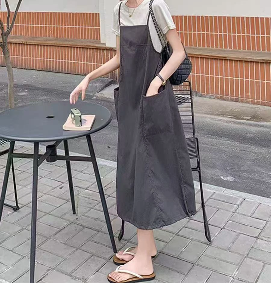 B925白拼灰时尚吊带裙套装018