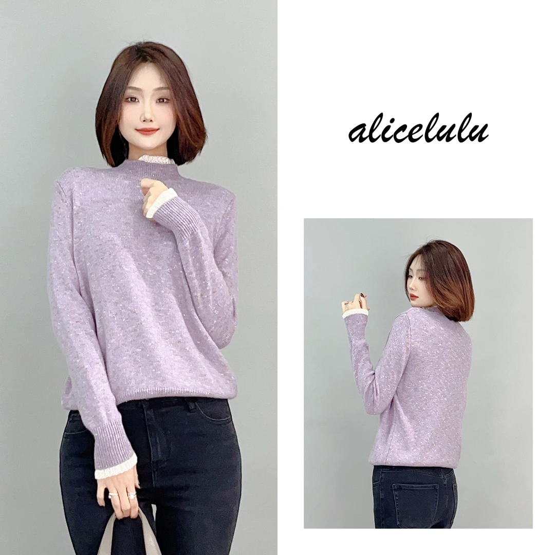 5 ALICE “紫星”毛衣 法式花边 优雅柔美 S1034912T