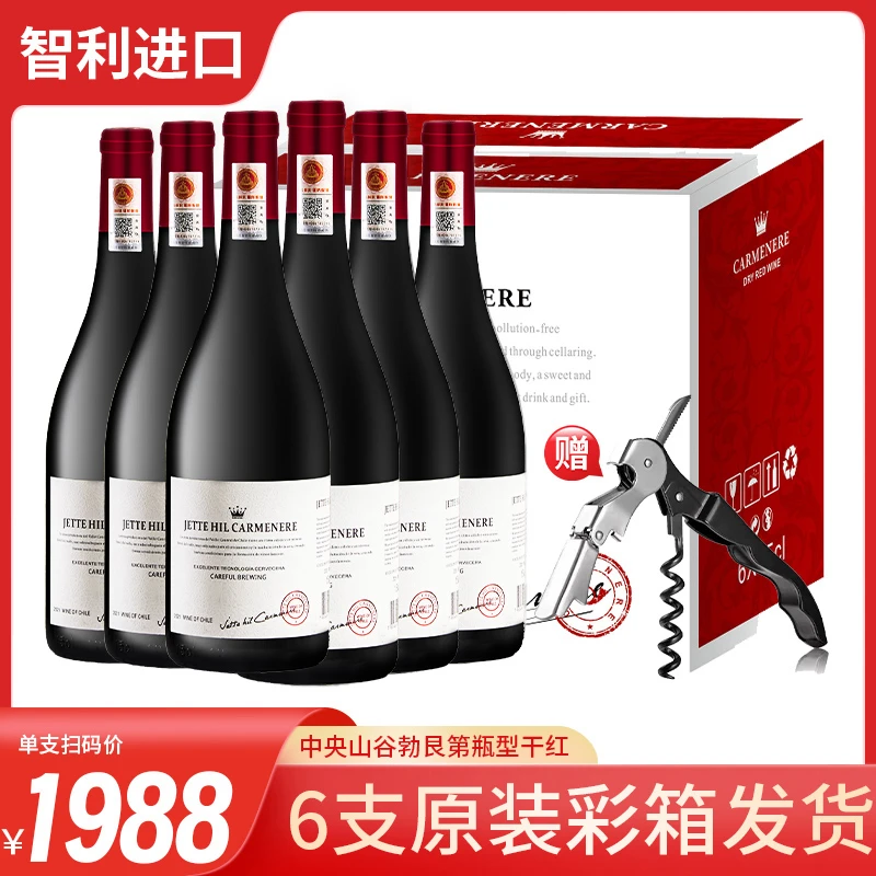 智利高档红酒整箱6瓶干红葡萄酒稀有15度礼盒装正品750ml赤霞珠