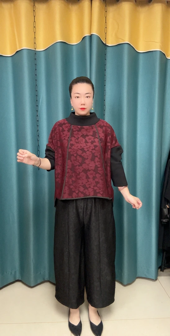 新款加肥加大冬季加绒提花时尚宽松休闲百搭妈妈套装