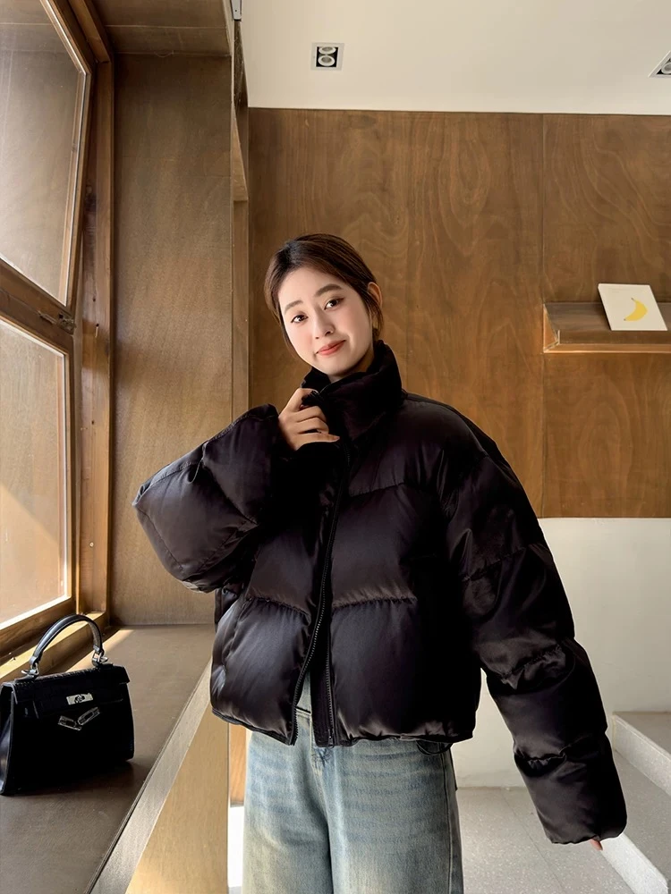 新款短款鹅绒面包服秋冬女款羽绒服冬季小个子