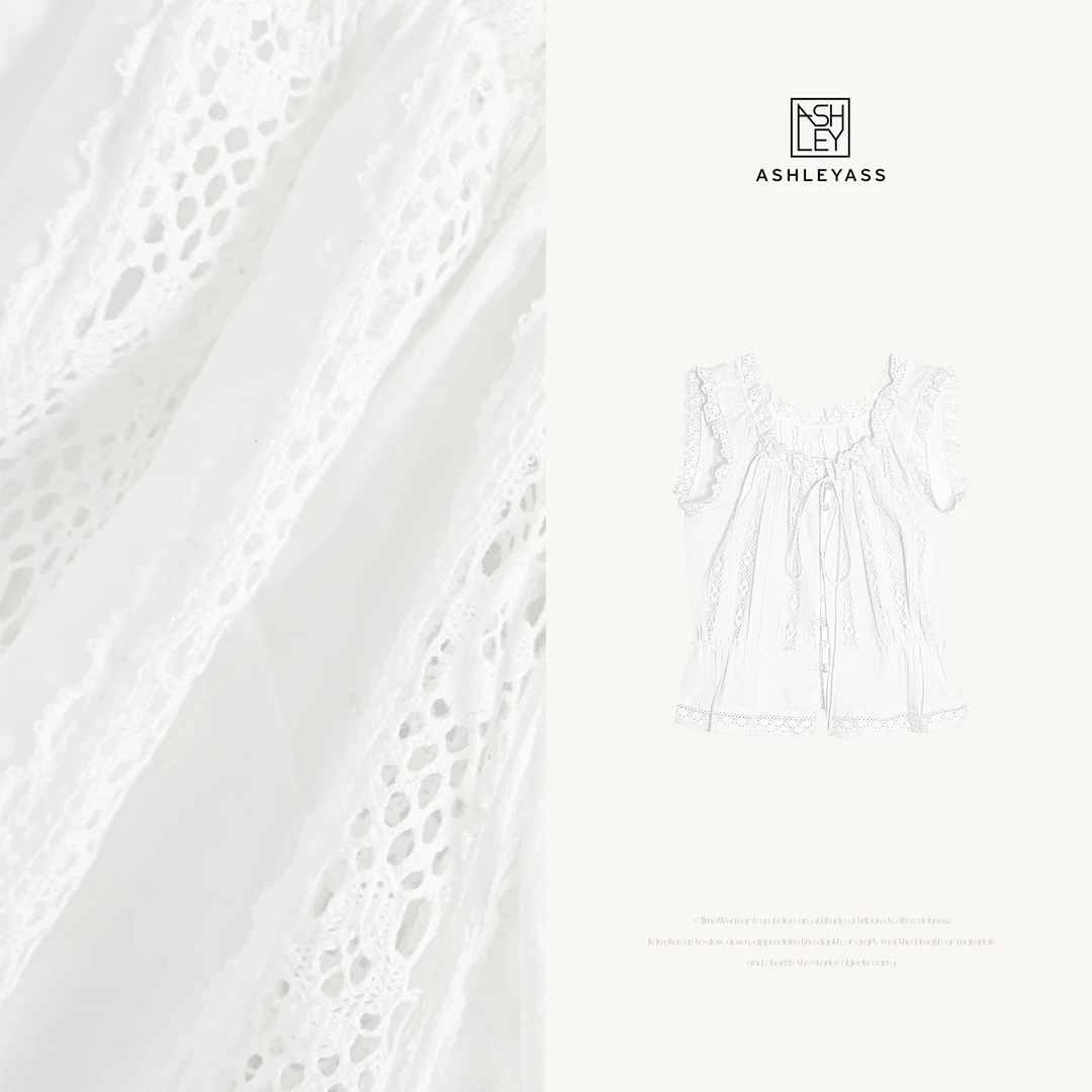 ashleyass“白月光”洋气衣服女法式镂空绣花上衣背心LSS250238W