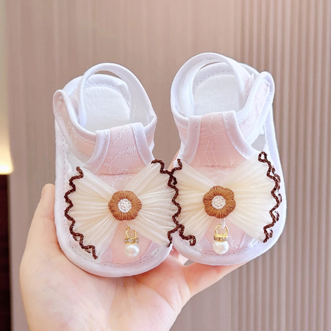 婴儿凉鞋女宝宝夏季蕾丝花边公主鞋软底鞋透气防滑新款6-8-12个月