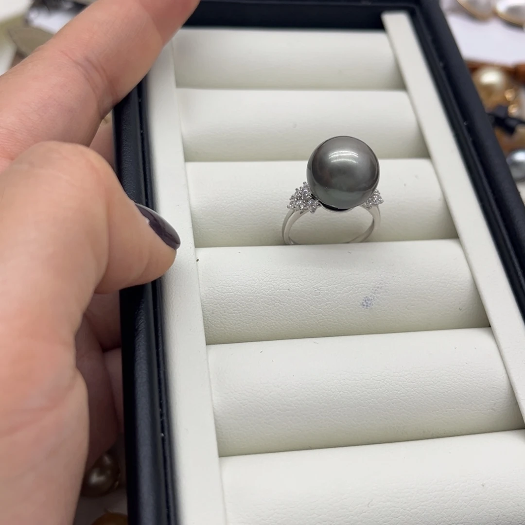 银S925镶嵌戒指海水珍珠